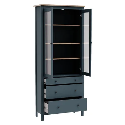 Шкаф с витриной САГА 90 МОРУ, темно-бирюзовый/ясень (2.08.16.250.16 RU)_3