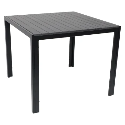 Стол садовый SICILY, 90*90*73, сталь-черная/чёрный фотография