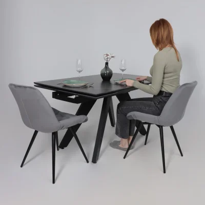 Стол AV 2122, МДФ+керамика, раздвижной 1400 (2000)*850 черный, матовый SHAKESPEARE/черный_3