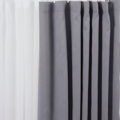 Штора "Канвас" 2х2,5м  на ленте, цвет темно-серый (арт.906-18) фотография