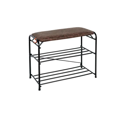 Подставка для обуви Альфа 23, с сиденьем (чёрный) фотография