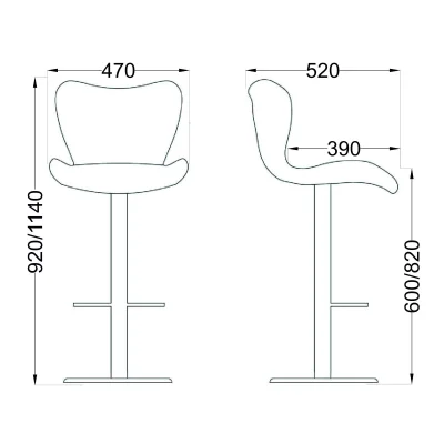 Стул барный LORA, экокожа черный/хром_8