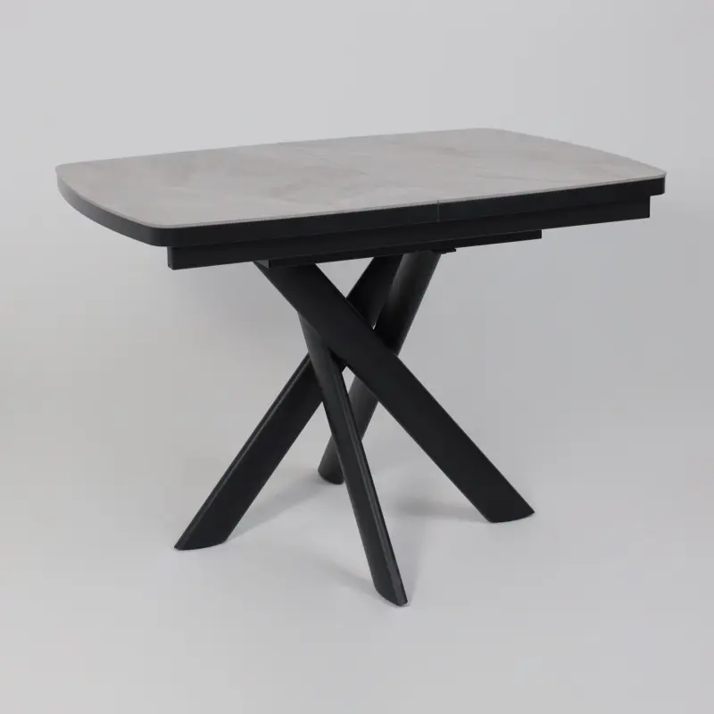 Стол LEONEL-110, раздвижной 110(145)х80, ITALIAN LIGHT GREY GLOSS ST CER/Черный_preview_5