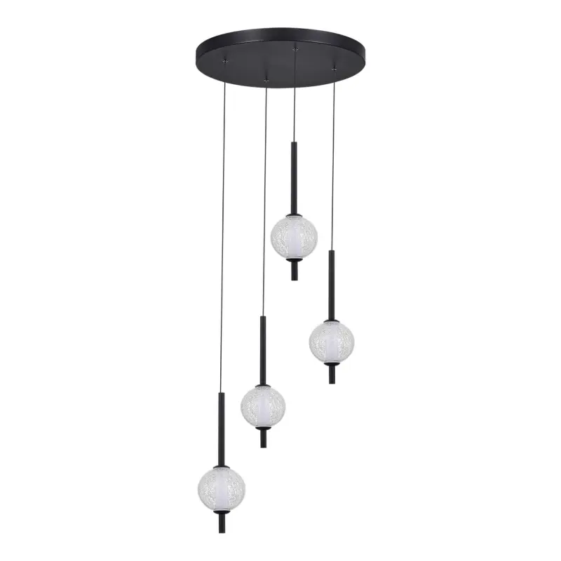 Светильник подвесной ST-Luce Черный/Прозрачное кракелированное стекло LED 4*8,5W 3000K PEEK_preview_2