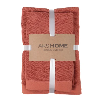Набор полотенец махровых TANUKI, 2 шт (50*90см+70*140см), терракотовый, 18-1250 фотография