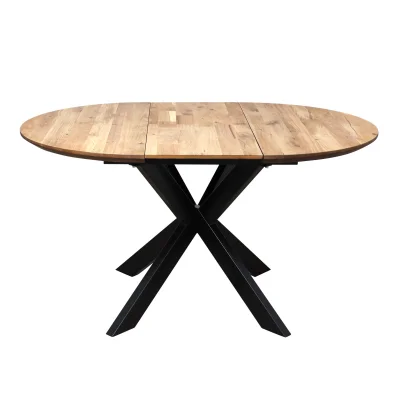 Стол РАУНД раздвижной, d100(140)*75, дуб натуральный/черный (ПрР-4 DSW (02) КСЕ/Р-80)_9