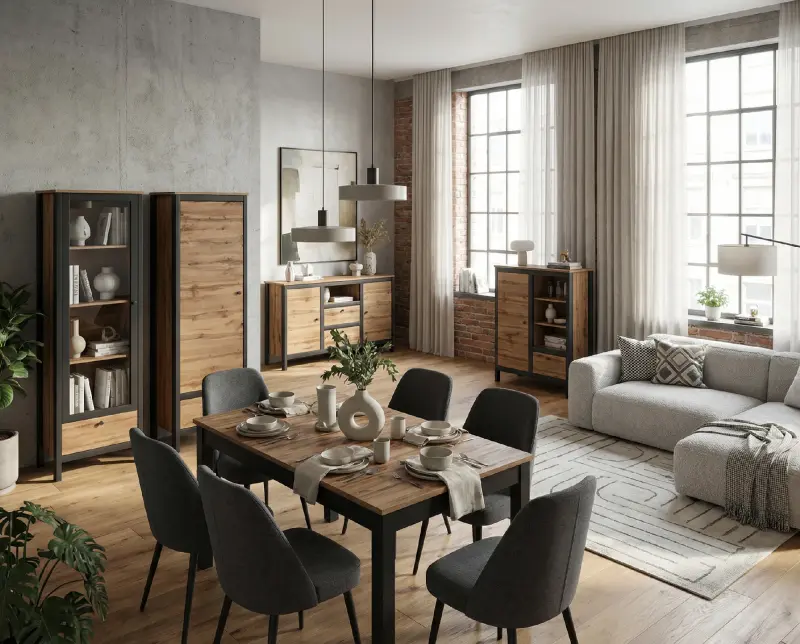 Гостиная LOFT, дуб вотан. Комплект №2 фотография