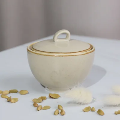 Сахарница VITAL, фарфор, бежевый, 10*10*9см фотография