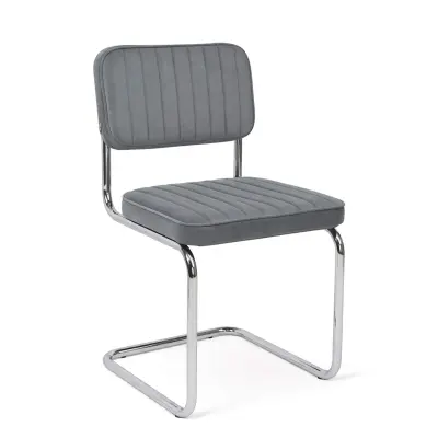 Кресло СЛАВИЯ Люкс, Kiton 711 серый велюр/хром фотография