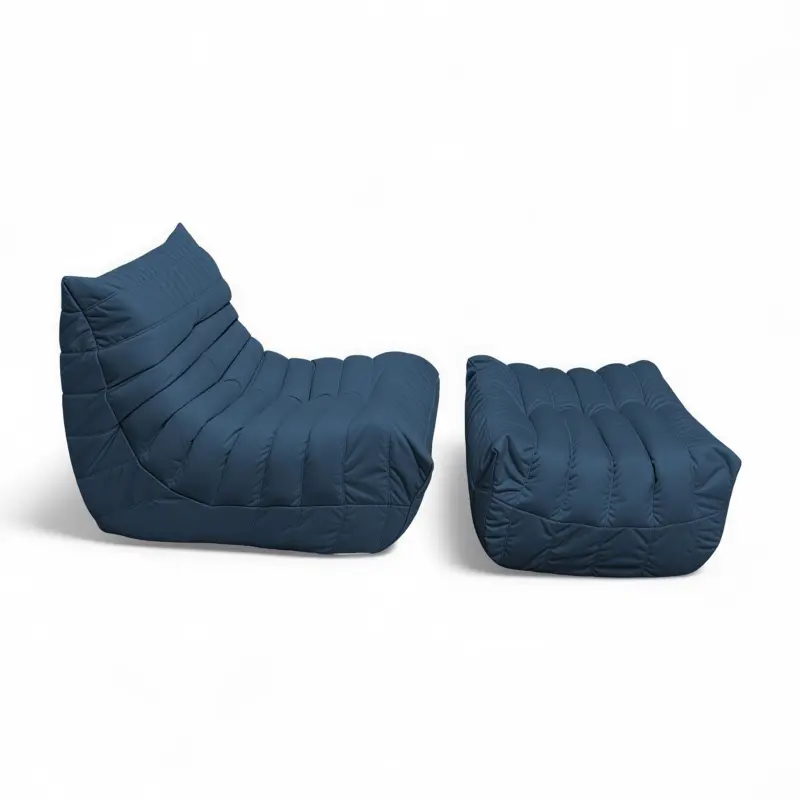 Бескаркасное кресло-пуф Француз BeanBag 90*45 / микровелюр, Джинс_preview_4
