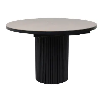 Стол ASKAR ROUND SLIDE-116, раздвижной круглый 116(156), BAYONA IVORY PREMIUM CER/Черный фотография