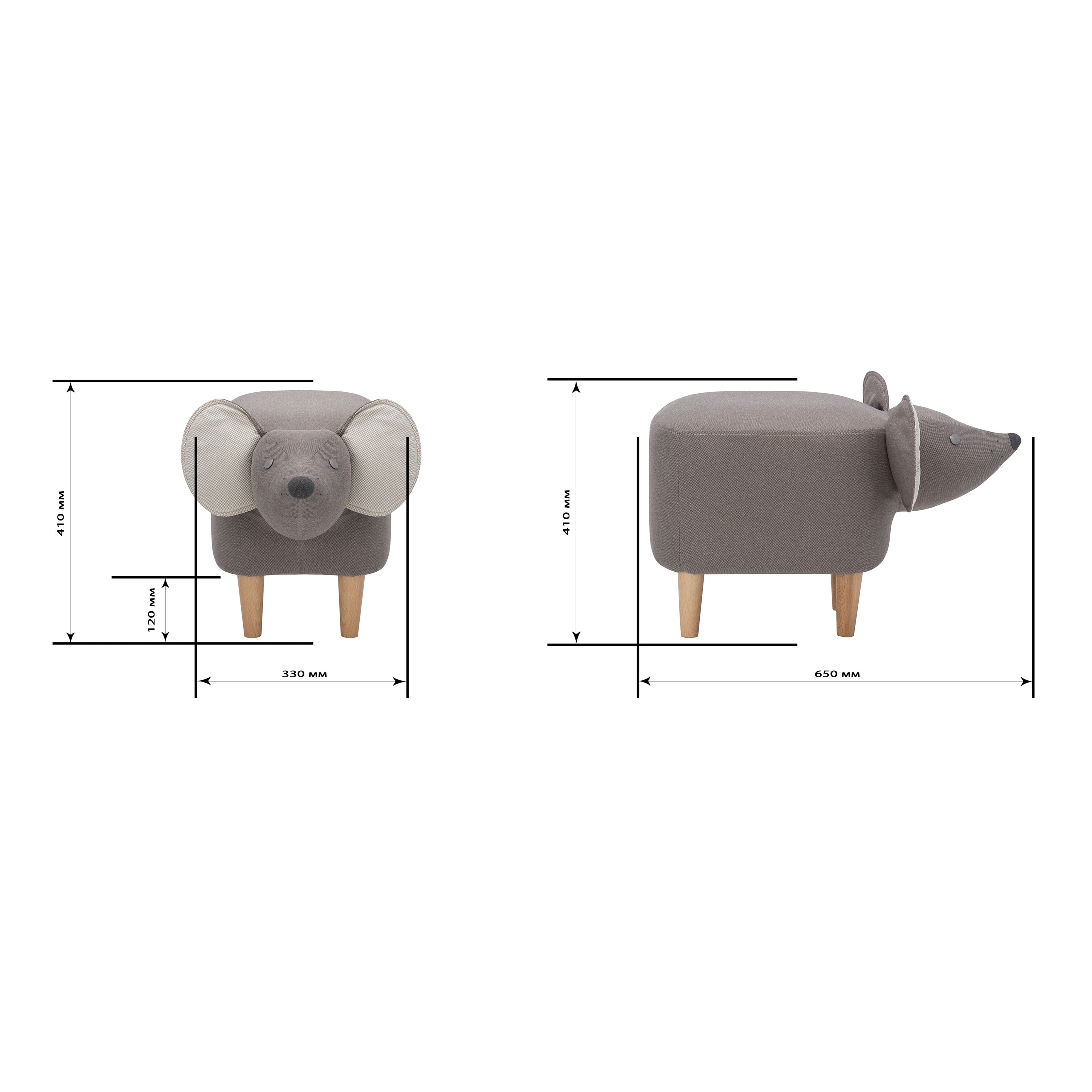 Пуф Leset Mouse COMBI, 330*650*410, рогожка Milos16 коричневый / Milos02 бежевый_preview_7