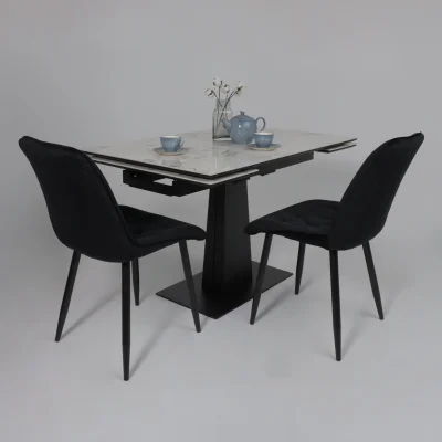 Стол AV 2119, МДФ+керамика, раздвижной 1200 (1800)*800 натуральный, глянцевый GOLD JADE/черный_4