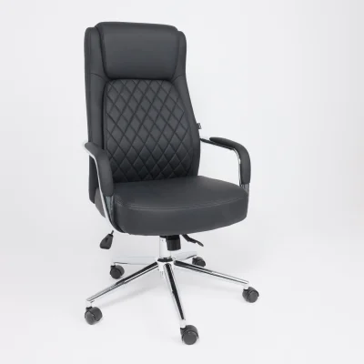 Кресло поворотное LOREAN, черная экокожа/хромированный металл_17