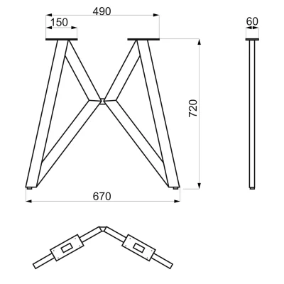 Подстолье HAROLD h720, черный (1 компл. = 2 шт.) AKS_2