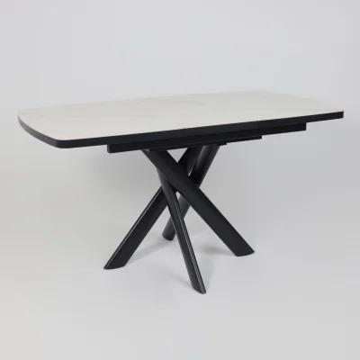 Стол LEONEL-110, раздвижной 110(145)х80, COROLLA WHITE GLOSS ST CER/Черный_14