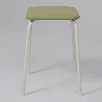 Табурет квадратный "Пенек крепкий 224", с ЛДСП, оливковый/белый_3