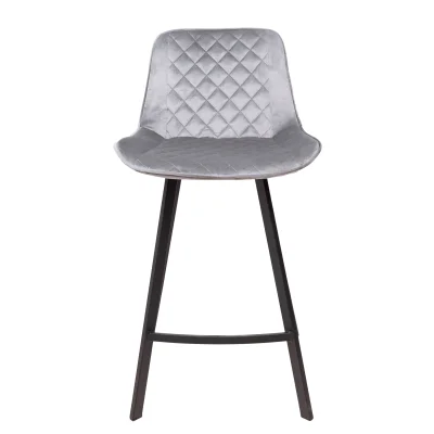 Стул барный LEROS, (светло-серый велюр HLR-20/черный)_2