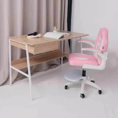 Кресло рабочее, поворотное JASMINE, white, розовый, ECONOM_11