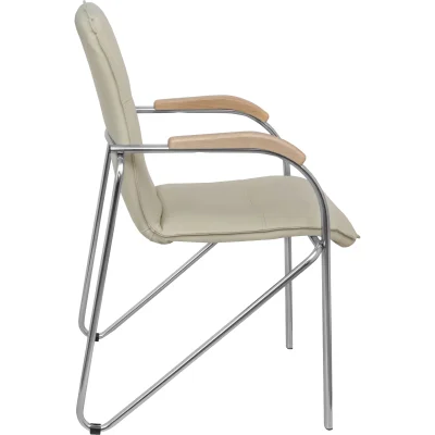 Кресло SAMBA AKS-1 Pegasso крем, подлокотники дерево светлое_3