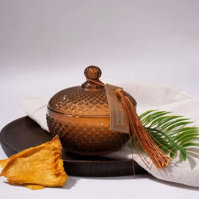 Ароматическая свеча MANGO & PEACH в стекле, Д90 Ш90 В80_2