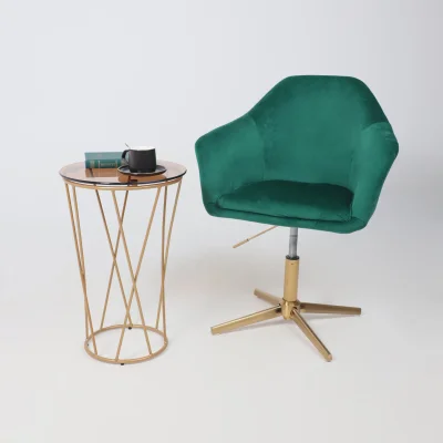 Стул DUBAI, поворотный, (зеленый велюр/золото)_4