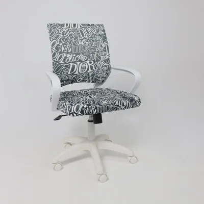 Кресло рабочее, поворотное RICCI NEW, white, ткань, черно-белая диор_13