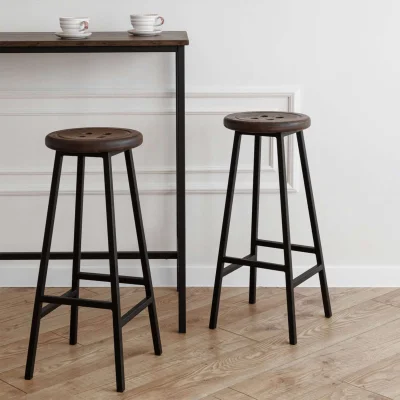 Стул полубарный BUTTON-65 мореный/черный_4