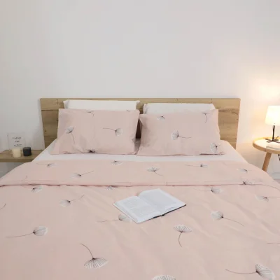 Комплект постельного белья 2СП поплин набивной (пыльно-розовый, одуванчики IM0705) фотография