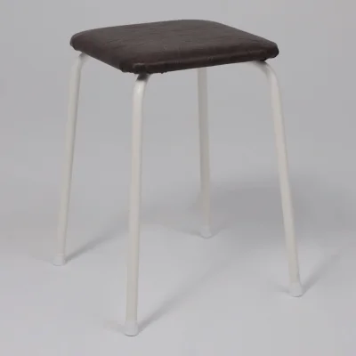 Табурет квадратный "Пенек крепкий 224", с ЛДСП,  коричневый/белый_2