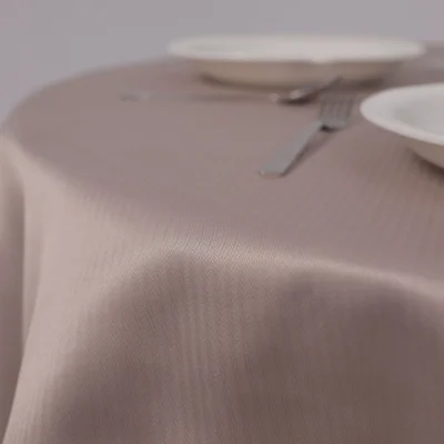 Скатерть грязеотталкивающая, круглая д.150см, полоска-елочка 2738, бежевый 161406 фотография