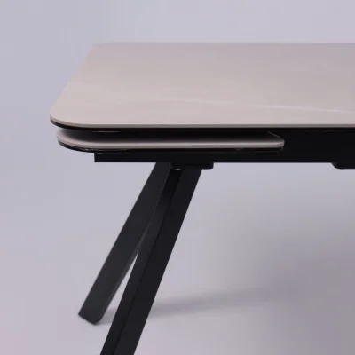 Стол ЛЕОН NEW , керамика 1 кат. 1200(1840)*800, Камень слоновая кость Bayona Ivory/Черный матовый_9