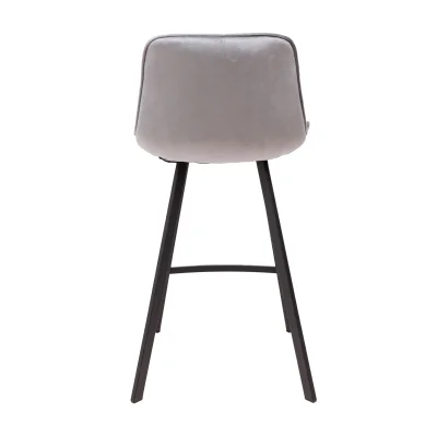 Стул барный LEROS, (светло-серый велюр HLR-20/черный)_4