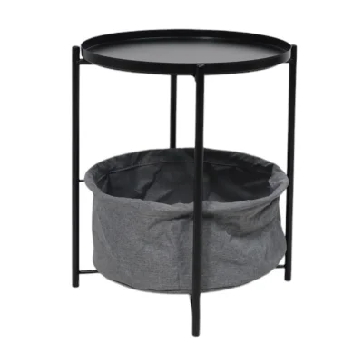 Стол журнальный TRENT, черный с серой корзиной, 420*420*520 фотография