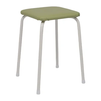 Табурет квадратный "Пенек крепкий 224", с ЛДСП, оливковый/белый фотография