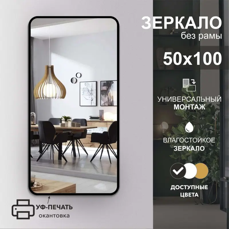 1000*500 зеркало с шлиф.кромкой и УФ-печатью (черный), Д-024_preview_2