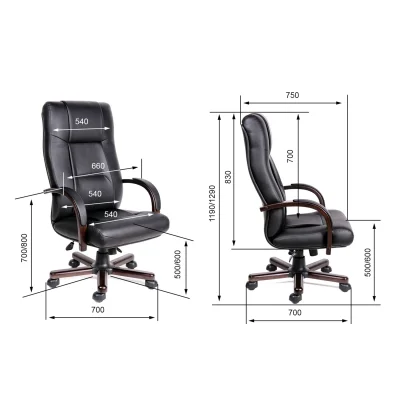 Кресло Bonn A Laguna (орех темный) натуральная кожа с компаньеном (черная), мультиблок_5