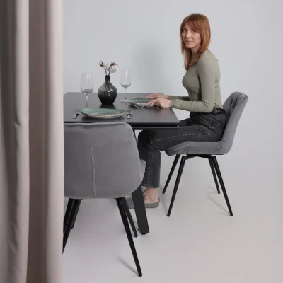 Стол AV 2122, МДФ+керамика, раздвижной 1400 (2000)*850 черный, матовый SHAKESPEARE/черный_2