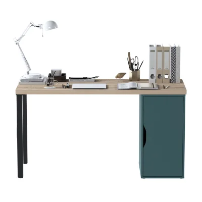ИНГАР 2/ДВ/T стол письменный 140x75x55, дуб беленый/серо-бирюзовый/черный_3