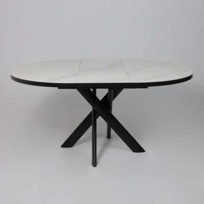 Стол RONALDO-120, круглый раздвижной 120(160), PATAGONOA BIANCO GLOSS PREMIUM CER/Черный_19