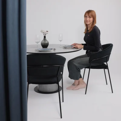 Стол AV 1317, HPL+МДФ, нераздвижной 1200 Мрамор Марквина синий/черный_2