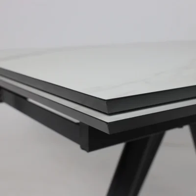 Стол JACK-120, раздвижной 120(30+30)х80, МРАМОР СВЕТЛЫЙ - COMPAKT CER/Черный_9