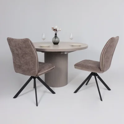 Стол ASKAR ROUND SLIDE-116, раздвижной круглый 116(156), BAYONA IVORY PREMIUM CER/Капучино_4