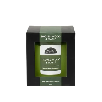 Ароматическая свеча SMOKED WOOD & MAPLE в стекле, Д70 Ш70 В78 фотография
