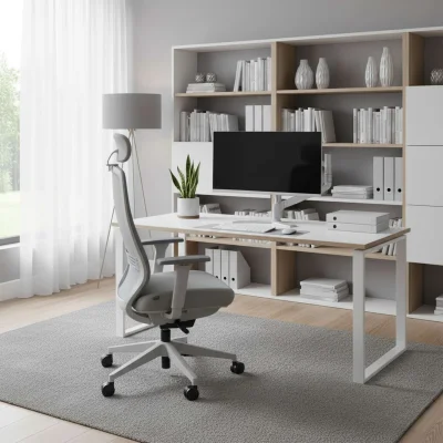 Кресло поворотное FENIX, серая сетка + ткань/серый полиамид_3