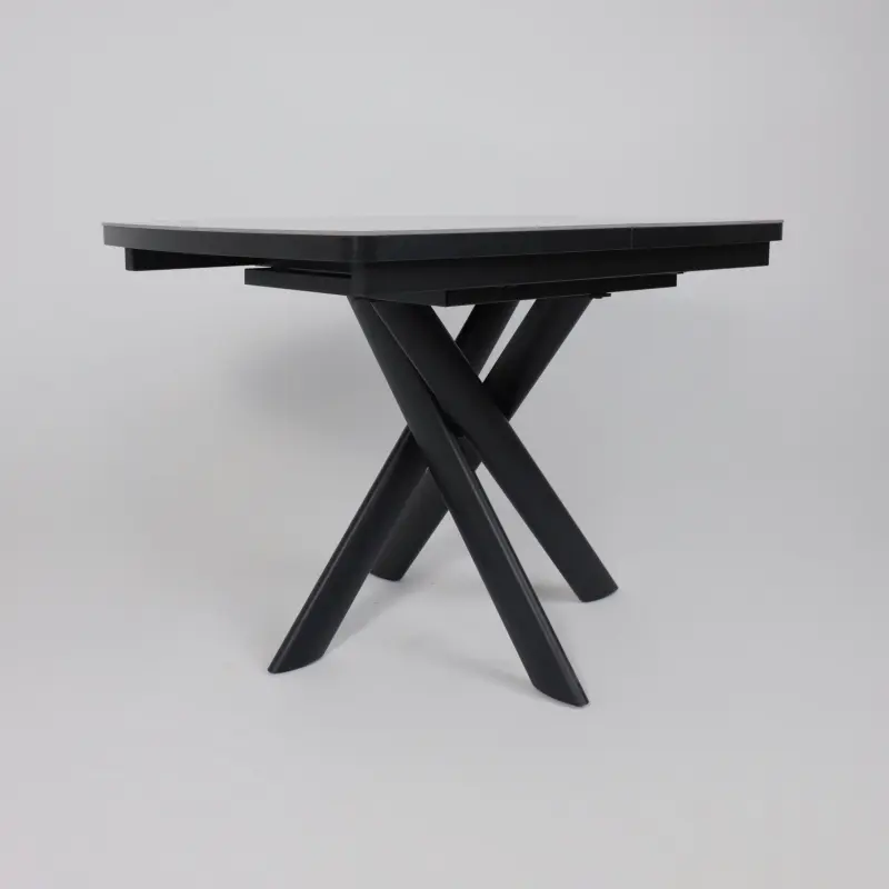 Стол LEONEL-110, раздвижной 110(145)х80, ITALIAN LIGHT GREY GLOSS ST CER/Черный_preview_7