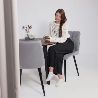 Стул ASTRA, 2, светло-серый велюр HLR-20/черный_2