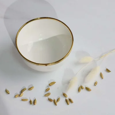 Тарелка глубокая MOONSHINE, керамика, белый+золото, 13*6,8см_2