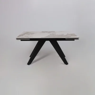 Стол AV 2122, МДФ+керамика, раздвижной 1400 (2000)*850 белый, глянцевый PANDORA/черный_17