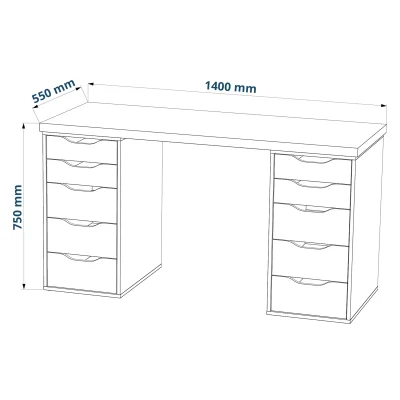 Стол письменный Ингар 2/55, дуб беленый / серо-бирюзовый_6